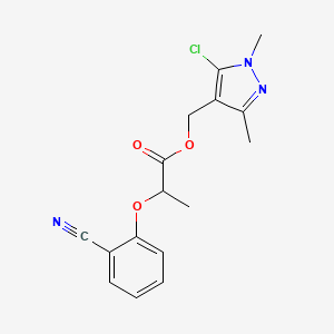 molecular formula C16H16ClN3O3 B6619842 (5-Chloro-1,3-dimethylpyrazol-4-yl)methyl 2-(2-cyanophenoxy)propanoate 