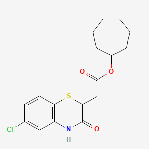 molecular formula C17H20ClNO3S B6619890 cycloheptyl 2-(6-chloro-3-oxo-4H-1,4-benzothiazin-2-yl)acetate 