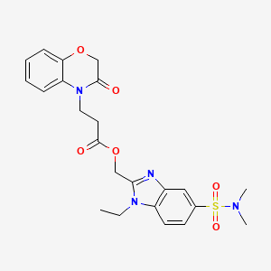 [5-(Dimethylsulfamoyl)-1-ethylbenzimidazol-2-yl]methyl 3-(3-oxo-1,4-benzoxazin-4-yl)propanoate