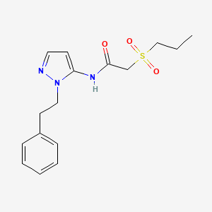 molecular formula C16H21N3O3S B6620013 N-[2-(2-phenylethyl)pyrazol-3-yl]-2-propylsulfonylacetamide 