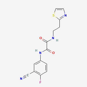 molecular formula C14H11FN4O2S B6620027 N'-(3-cyano-4-fluorophenyl)-N-[2-(1,3-thiazol-2-yl)ethyl]oxamide 