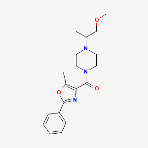 molecular formula C19H25N3O3 B6620036 [4-(1-Methoxypropan-2-yl)piperazin-1-yl]-(5-methyl-2-phenyl-1,3-oxazol-4-yl)methanone 