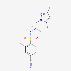 molecular formula C16H20N4O2S B6620136 4-cyano-N-[1-(3,5-dimethylpyrazol-1-yl)propan-2-yl]-2-methylbenzenesulfonamide 