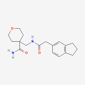 4-[[[2-(2,3-dihydro-1H-inden-5-yl)acetyl]amino]methyl]oxane-4-carboxamide