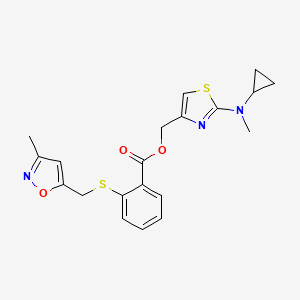 [2-[Cyclopropyl(methyl)amino]-1,3-thiazol-4-yl]methyl 2-[(3-methyl-1,2-oxazol-5-yl)methylsulfanyl]benzoate