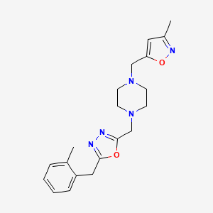 2-[[4-[(3-Methyl-1,2-oxazol-5-yl)methyl]piperazin-1-yl]methyl]-5-[(2-methylphenyl)methyl]-1,3,4-oxadiazole