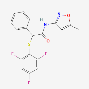 molecular formula C18H13F3N2O2S B6620359 N-(5-methyl-1,2-oxazol-3-yl)-2-phenyl-2-(2,4,6-trifluorophenyl)sulfanylacetamide 