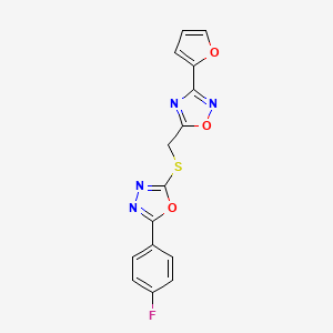 2-(4-Fluorophenyl)-5-[[3-(furan-2-yl)-1,2,4-oxadiazol-5-yl]methylsulfanyl]-1,3,4-oxadiazole