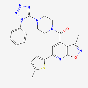 molecular formula C24H22N8O2S B6620402 [3-Methyl-6-(5-methylthiophen-2-yl)-[1,2]oxazolo[5,4-b]pyridin-4-yl]-[4-(1-phenyltetrazol-5-yl)piperazin-1-yl]methanone 