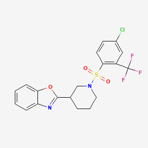 2-[1-[4-Chloro-2-(trifluoromethyl)phenyl]sulfonylpiperidin-3-yl]-1,3-benzoxazole