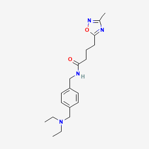 molecular formula C19H28N4O2 B6620490 N-[[4-(diethylaminomethyl)phenyl]methyl]-4-(3-methyl-1,2,4-oxadiazol-5-yl)butanamide 