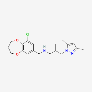 molecular formula C19H26ClN3O2 B6620497 N-[(6-chloro-3,4-dihydro-2H-1,5-benzodioxepin-8-yl)methyl]-3-(3,5-dimethylpyrazol-1-yl)-2-methylpropan-1-amine 