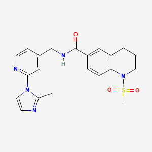 molecular formula C21H23N5O3S B6620517 N-[[2-(2-methylimidazol-1-yl)pyridin-4-yl]methyl]-1-methylsulfonyl-3,4-dihydro-2H-quinoline-6-carboxamide 