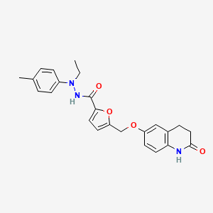 N'-ethyl-N'-(4-methylphenyl)-5-[(2-oxo-3,4-dihydro-1H-quinolin-6-yl)oxymethyl]furan-2-carbohydrazide