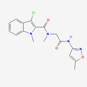 molecular formula C17H17ClN4O3 B6620559 3-chloro-N,1-dimethyl-N-[2-[(5-methyl-1,2-oxazol-3-yl)amino]-2-oxoethyl]indole-2-carboxamide 