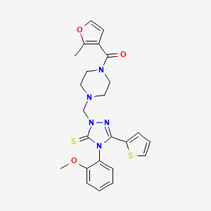 [4-[[4-(2-Methoxyphenyl)-5-sulfanylidene-3-thiophen-2-yl-1,2,4-triazol-1-yl]methyl]piperazin-1-yl]-(2-methylfuran-3-yl)methanone