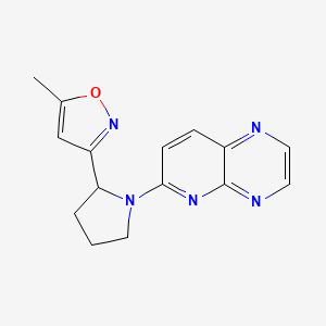 molecular formula C15H15N5O B6620615 5-Methyl-3-(1-pyrido[2,3-b]pyrazin-6-ylpyrrolidin-2-yl)-1,2-oxazole 