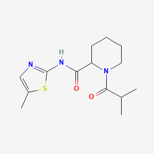 molecular formula C14H21N3O2S B6620675 1-(2-methylpropanoyl)-N-(5-methyl-1,3-thiazol-2-yl)piperidine-2-carboxamide 