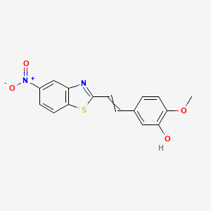 molecular formula C16H12N2O4S B6620747 2-Methoxy-5-[2-(5-nitro-1,3-benzothiazol-2-yl)ethenyl]phenol 