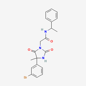 molecular formula C20H20BrN3O3 B6620752 2-[4-(3-bromophenyl)-4-methyl-2,5-dioxoimidazolidin-1-yl]-N-(1-phenylethyl)acetamide 