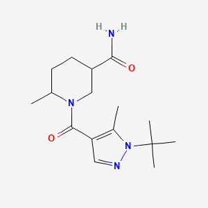 molecular formula C16H26N4O2 B6620779 1-(1-Tert-butyl-5-methylpyrazole-4-carbonyl)-6-methylpiperidine-3-carboxamide 