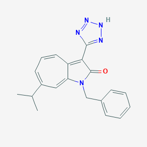 molecular formula C20H19N5O B066208 Cyclohepta(b)pyrrol-2(1H)-one, 7-(1-methylethyl)-1-(phenylmethyl)-3-(1H-tetrazol-5-yl)- CAS No. 166042-09-7