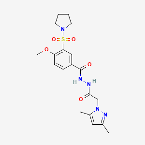 N'-[2-(3,5-dimethylpyrazol-1-yl)acetyl]-4-methoxy-3-pyrrolidin-1-ylsulfonylbenzohydrazide