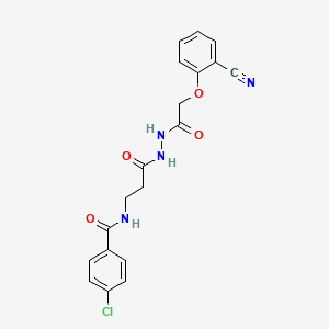 4-chloro-N-[3-[2-[2-(2-cyanophenoxy)acetyl]hydrazinyl]-3-oxopropyl]benzamide