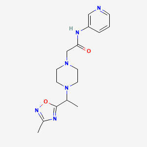 2-[4-[1-(3-methyl-1,2,4-oxadiazol-5-yl)ethyl]piperazin-1-yl]-N-pyridin-3-ylacetamide