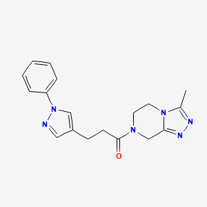 1-(3-methyl-6,8-dihydro-5H-[1,2,4]triazolo[4,3-a]pyrazin-7-yl)-3-(1-phenylpyrazol-4-yl)propan-1-one