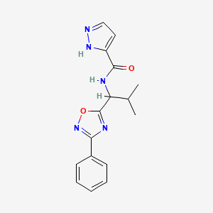 molecular formula C16H17N5O2 B6620880 N-[2-methyl-1-(3-phenyl-1,2,4-oxadiazol-5-yl)propyl]-1H-pyrazole-5-carboxamide 