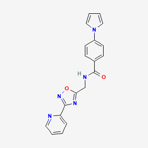 molecular formula C19H15N5O2 B6620957 N-[(3-pyridin-2-yl-1,2,4-oxadiazol-5-yl)methyl]-4-pyrrol-1-ylbenzamide 