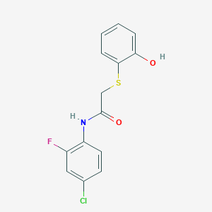 N-(4-chloro-2-fluorophenyl)-2-(2-hydroxyphenyl)sulfanylacetamide