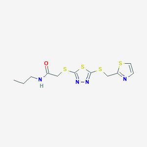 N-propyl-2-[[5-(1,3-thiazol-2-ylmethylsulfanyl)-1,3,4-thiadiazol-2-yl]sulfanyl]acetamide