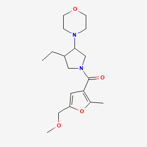 molecular formula C18H28N2O4 B6621061 (3-Ethyl-4-morpholin-4-ylpyrrolidin-1-yl)-[5-(methoxymethyl)-2-methylfuran-3-yl]methanone 