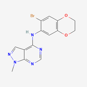 molecular formula C14H12BrN5O2 B6621111 N-(6-bromo-2,3-dihydro-1,4-benzodioxin-7-yl)-1-methylpyrazolo[3,4-d]pyrimidin-4-amine 