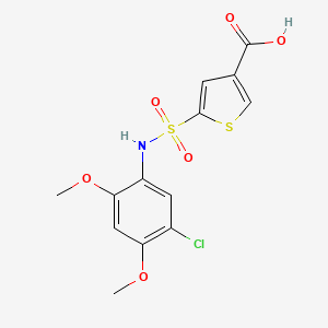 molecular formula C13H12ClNO6S2 B6621138 5-[(5-Chloro-2,4-dimethoxyphenyl)sulfamoyl]thiophene-3-carboxylic acid 