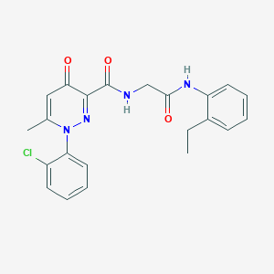 molecular formula C22H21ClN4O3 B6621165 1-(2-chlorophenyl)-N-[2-(2-ethylanilino)-2-oxoethyl]-6-methyl-4-oxopyridazine-3-carboxamide 