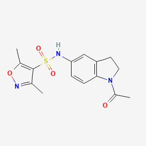 molecular formula C15H17N3O4S B6621260 N-(1-acetyl-2,3-dihydroindol-5-yl)-3,5-dimethyl-1,2-oxazole-4-sulfonamide 