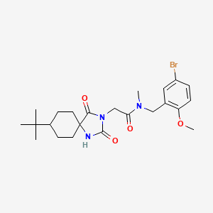 molecular formula C23H32BrN3O4 B6621275 N-[(5-bromo-2-methoxyphenyl)methyl]-2-(8-tert-butyl-2,4-dioxo-1,3-diazaspiro[4.5]decan-3-yl)-N-methylacetamide 