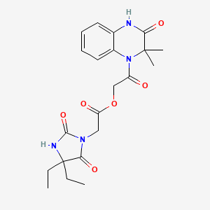 molecular formula C21H26N4O6 B6621456 [2-(2,2-dimethyl-3-oxo-4H-quinoxalin-1-yl)-2-oxoethyl] 2-(4,4-diethyl-2,5-dioxoimidazolidin-1-yl)acetate 