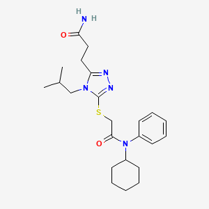 3-[5-[2-(N-cyclohexylanilino)-2-oxoethyl]sulfanyl-4-(2-methylpropyl)-1,2,4-triazol-3-yl]propanamide