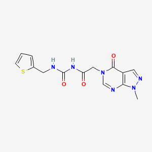 2-(1-methyl-4-oxopyrazolo[3,4-d]pyrimidin-5-yl)-N-(thiophen-2-ylmethylcarbamoyl)acetamide