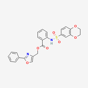 molecular formula C25H20N2O7S B6621537 (2-Phenyl-1,3-oxazol-4-yl)methyl 2-(2,3-dihydro-1,4-benzodioxin-6-ylsulfonylamino)benzoate 