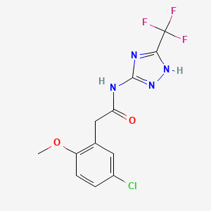 molecular formula C12H10ClF3N4O2 B6621554 2-(5-chloro-2-methoxyphenyl)-N-[5-(trifluoromethyl)-1H-1,2,4-triazol-3-yl]acetamide 