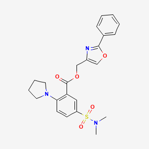 molecular formula C23H25N3O5S B6621631 (2-Phenyl-1,3-oxazol-4-yl)methyl 5-(dimethylsulfamoyl)-2-pyrrolidin-1-ylbenzoate 