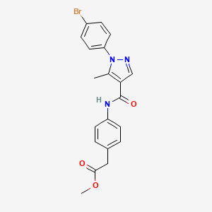 molecular formula C20H18BrN3O3 B6621647 Methyl 2-[4-[[1-(4-bromophenyl)-5-methylpyrazole-4-carbonyl]amino]phenyl]acetate 