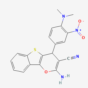 molecular formula C20H16N4O3S B6621678 2-amino-4-[4-(dimethylamino)-3-nitrophenyl]-4H-[1]benzothiolo[3,2-b]pyran-3-carbonitrile 