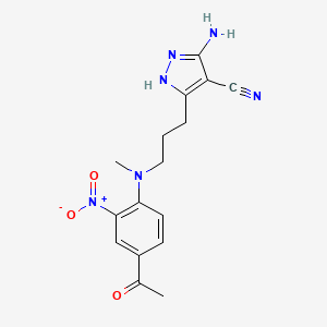 molecular formula C16H18N6O3 B6621772 5-[3-(4-acetyl-N-methyl-2-nitroanilino)propyl]-3-amino-1H-pyrazole-4-carbonitrile 