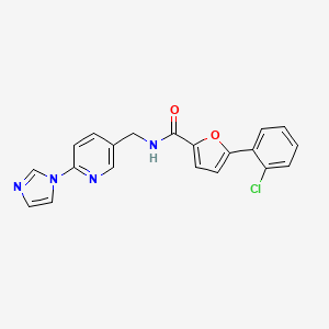 molecular formula C20H15ClN4O2 B6621801 5-(2-chlorophenyl)-N-[(6-imidazol-1-ylpyridin-3-yl)methyl]furan-2-carboxamide 